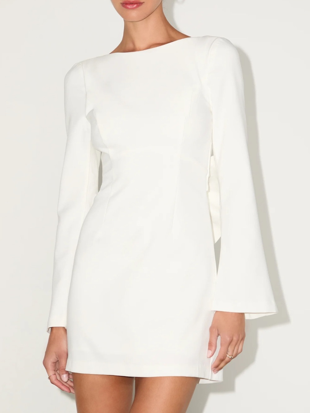 Lulu's White Long-Sleeve Sheath Dress
